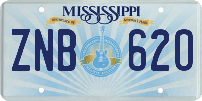 MS license plate ZNB620