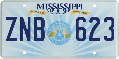 MS license plate ZNB623