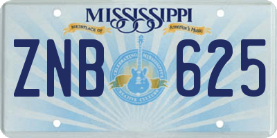 MS license plate ZNB625