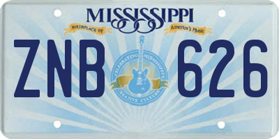 MS license plate ZNB626