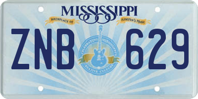 MS license plate ZNB629