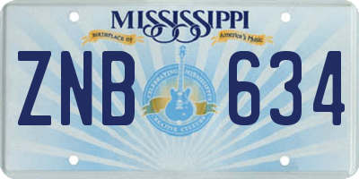 MS license plate ZNB634