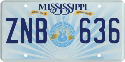 MS license plate ZNB636