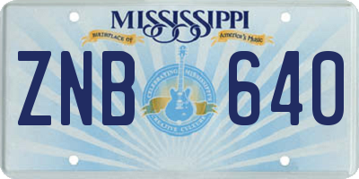 MS license plate ZNB640