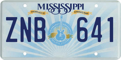 MS license plate ZNB641