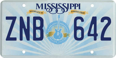 MS license plate ZNB642