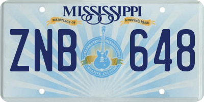 MS license plate ZNB648