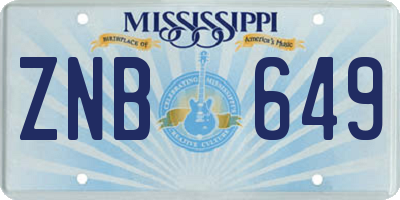 MS license plate ZNB649