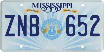 MS license plate ZNB652