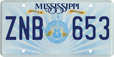 MS license plate ZNB653