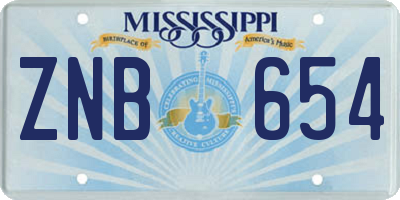 MS license plate ZNB654