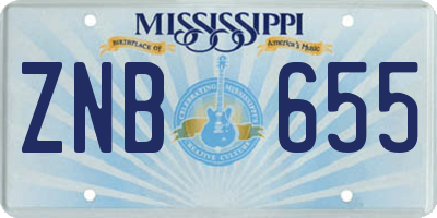 MS license plate ZNB655