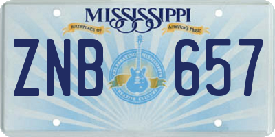MS license plate ZNB657