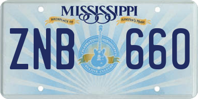 MS license plate ZNB660