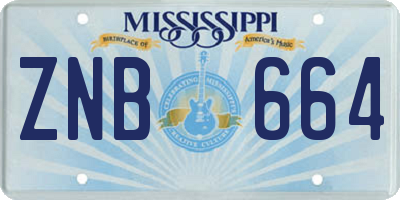 MS license plate ZNB664