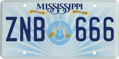 MS license plate ZNB666