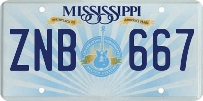 MS license plate ZNB667
