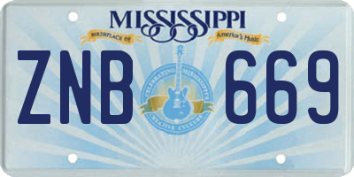 MS license plate ZNB669