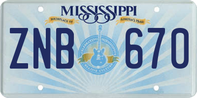 MS license plate ZNB670