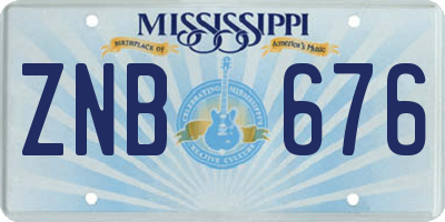MS license plate ZNB676