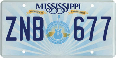 MS license plate ZNB677