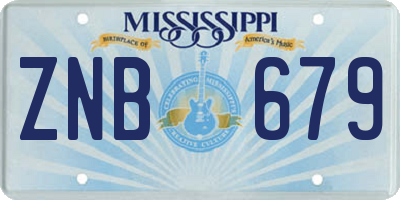 MS license plate ZNB679