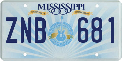 MS license plate ZNB681