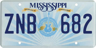 MS license plate ZNB682