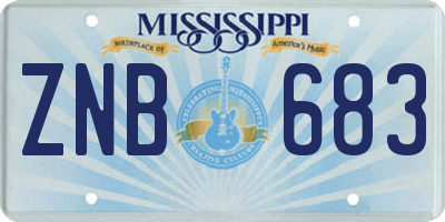 MS license plate ZNB683