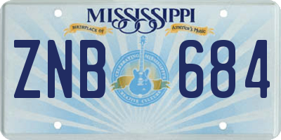 MS license plate ZNB684