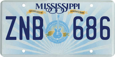 MS license plate ZNB686