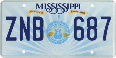 MS license plate ZNB687