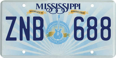 MS license plate ZNB688