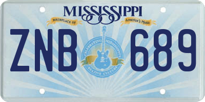 MS license plate ZNB689