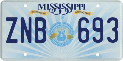 MS license plate ZNB693