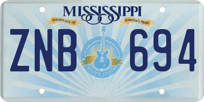 MS license plate ZNB694