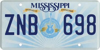 MS license plate ZNB698