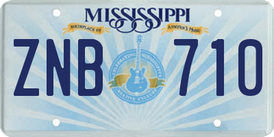MS license plate ZNB710