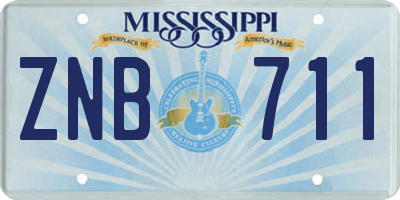 MS license plate ZNB711