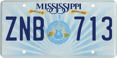 MS license plate ZNB713