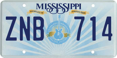 MS license plate ZNB714