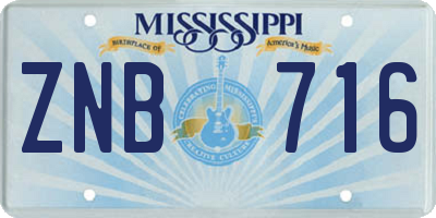 MS license plate ZNB716