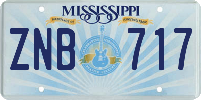 MS license plate ZNB717