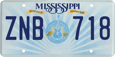 MS license plate ZNB718