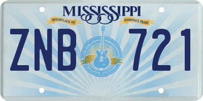 MS license plate ZNB721