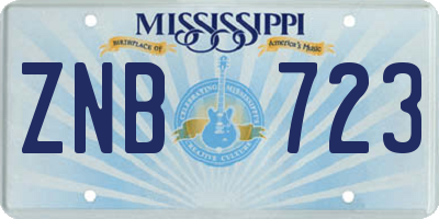 MS license plate ZNB723