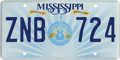 MS license plate ZNB724