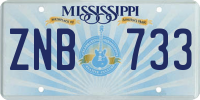 MS license plate ZNB733