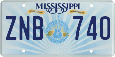MS license plate ZNB740