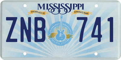 MS license plate ZNB741